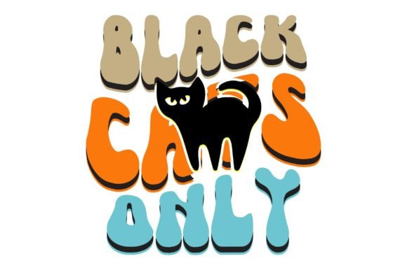 Black Cats Only Retro Halloween Svg
